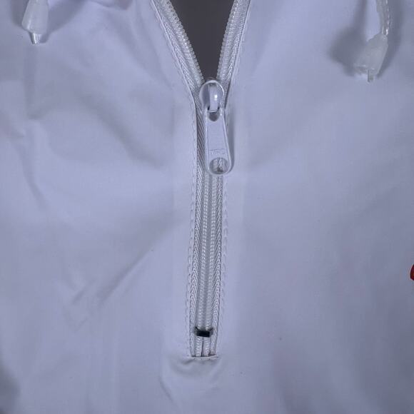 Vintage 80s Shell Aeroshell Jacket S | White PVC Hooded Packable Rain Jacket NOS - Picture 6 of 8